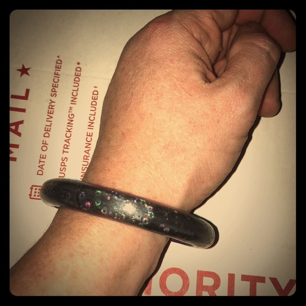 Handmade resin cast hologram inlay lucite bangle